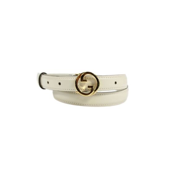Gucci Accessories - Gucci Women's Gold Tone Buckle Leather Skinny Belt Cream Size 38